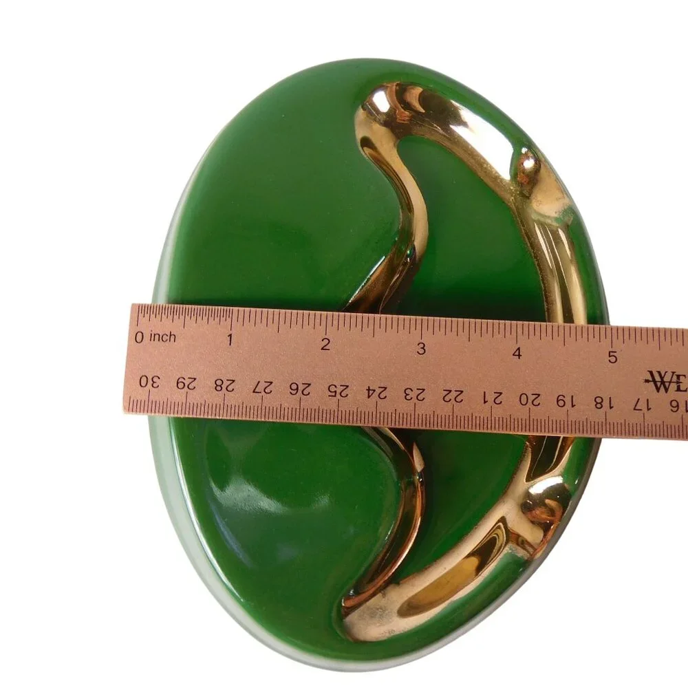 Vintage 1950's  V.I.P. Ceramic Ashtray Green With Gold Accents